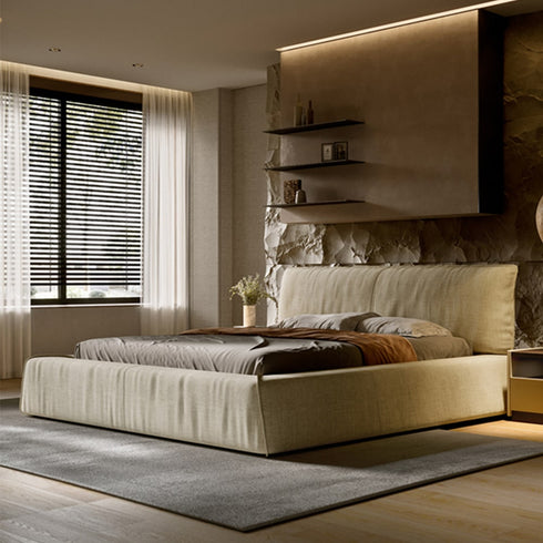 Irma Cotton Linen Fabric Modern Bed Frame