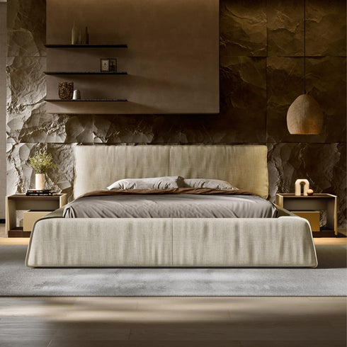 Irma Cotton Linen Fabric Modern Bed Frame