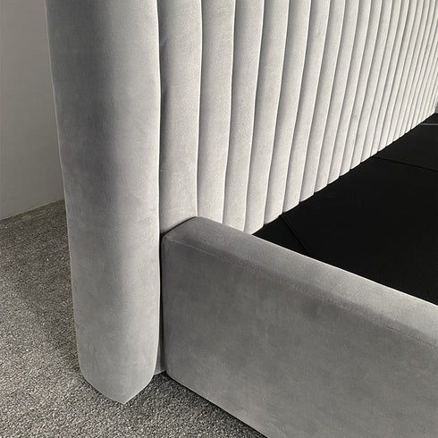 Isley Velvet Fabric Stripe Pattern Bed Frame