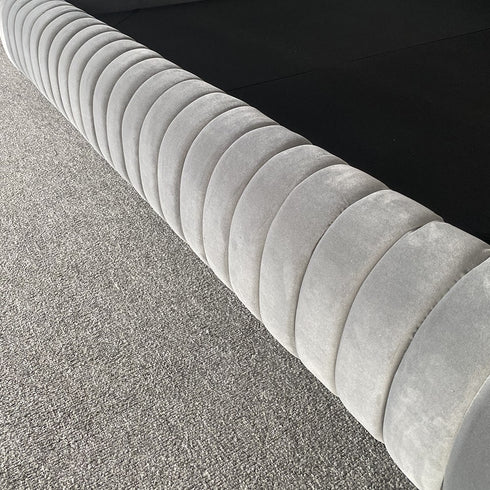 Isley Velvet Fabric Stripe Pattern Bed Frame