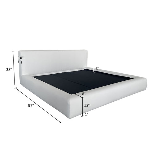 Jamaica Cotton Linen Blend Fabric Minimalist Rectangular Headboard Bed Frame