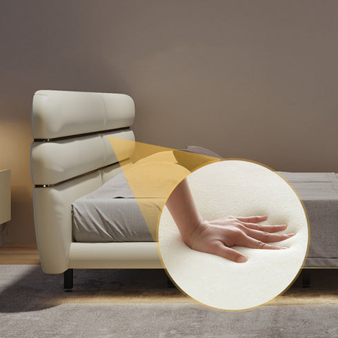 Javion Microfiber Leather Curved Headboard Modern Floating Bed Frame