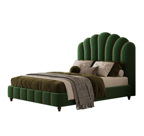 Jayse Velvet Fabric High Headboard Luxury Bed Frame