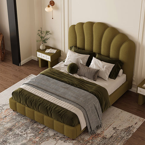 Jayse Velvet Fabric High Headboard Luxury Bed Frame