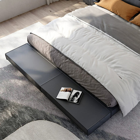 Jerome Calf Leather Low Headboard Bed Frame