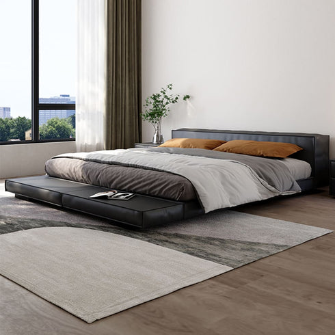 Jerome Calf Leather Low Headboard Bed Frame