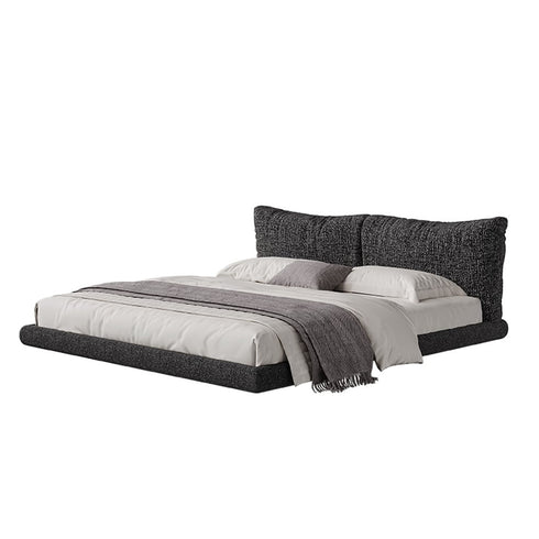 Joey Boucle Fabric Simple Upholstered Headboard Modern Floating Bed Frame
