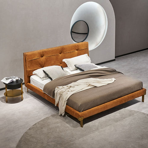 Kelly Suede Fabric Bed Frame With Steel Legs