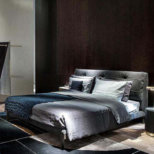 Kelly Suede Fabric Bed Frame With Steel Legs