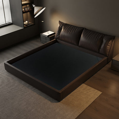 Kristin Calf Leather Upholstered Headboard Bed Frame