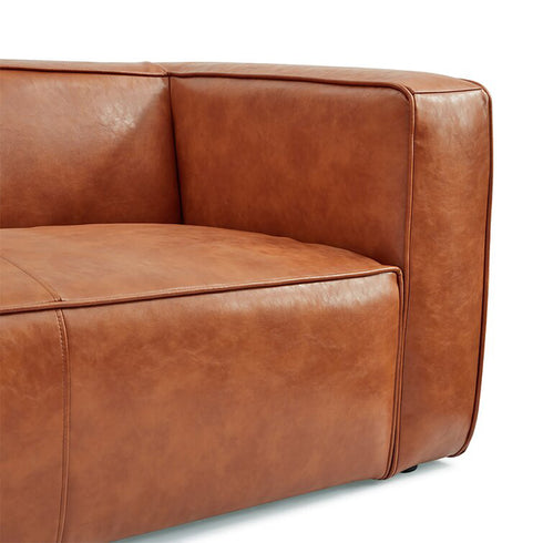 Jonason Genuine Leather 3-Seater Sofa Luxury Tan Leather Couch