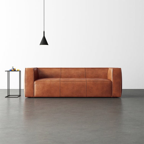 Jonason Genuine Leather 3-Seater Sofa Luxury Tan Leather Couch