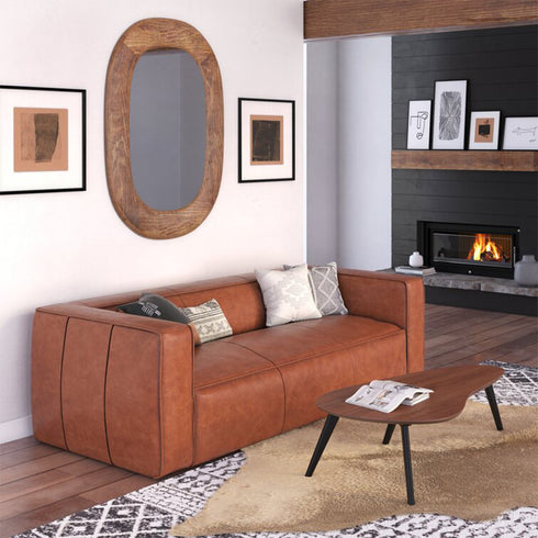 Jonason Genuine Leather 3-Seater Sofa Luxury Tan Leather Couch