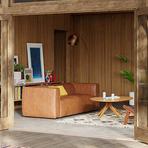 Jonason Genuine Leather 3-Seater Sofa Luxury Tan Leather Couch