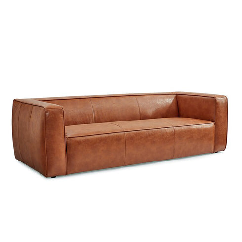 Jonason Genuine Leather 3-Seater Sofa Luxury Tan Leather Couch