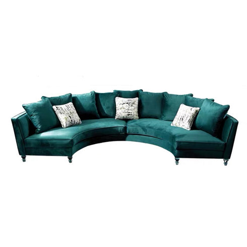 Tribeca Velvet Green 2-Piece Sofa Round Shaped Upholstery Sectional Couch