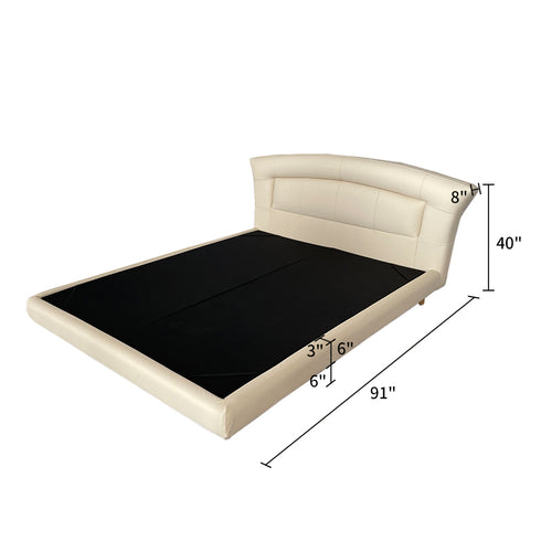 Chelsea Arc-shaped Headboard Calf Leather Floating Bed Frame