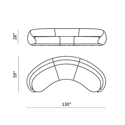 Emlen Matte Technical Cloth Curved 4 Seater Sofa White Couch