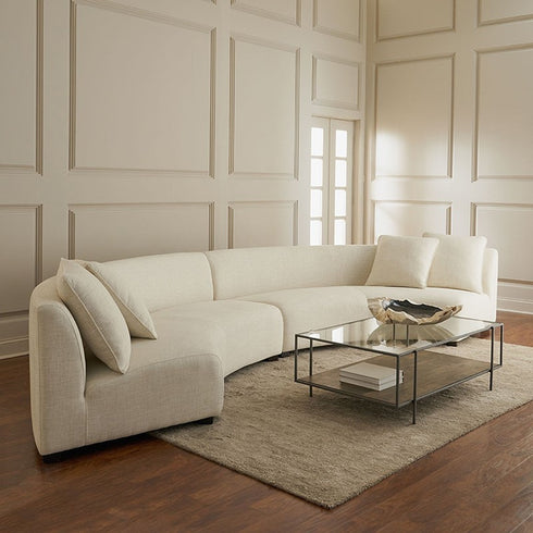 Bernice Beige Boucle Round Shaped Multi Seater Sofa Sectional Couch