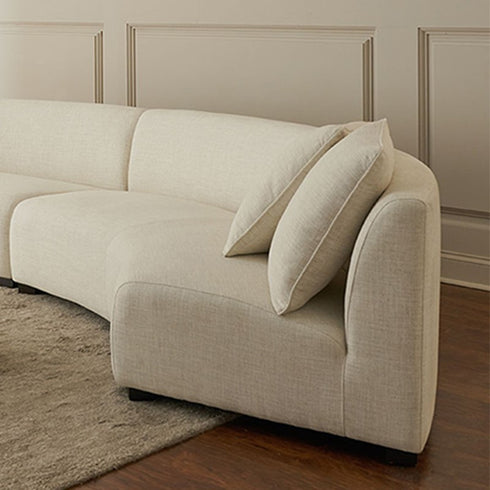 Bernice Beige Boucle Round Shaped Multi Seater Sofa Sectional Couch
