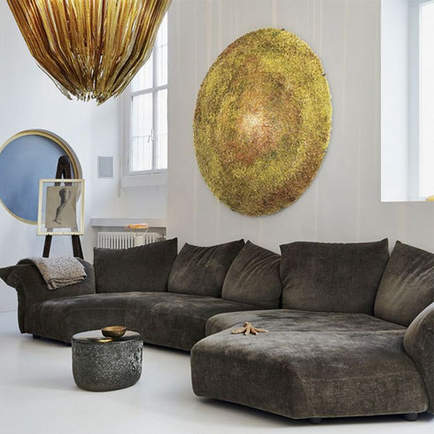 Flower Designed Luxury Flannel Interior Sofa Sectional Couch