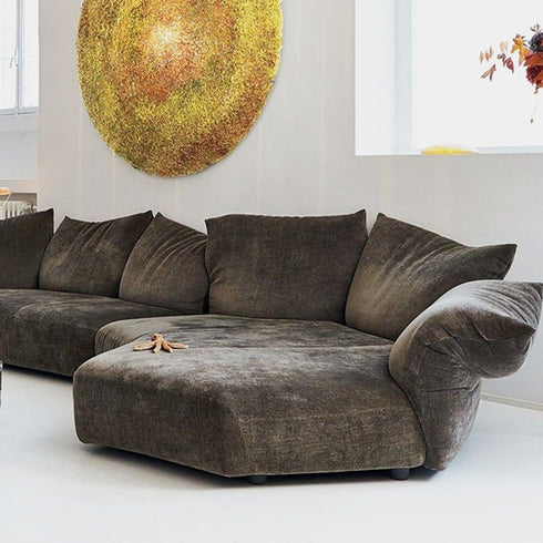 Flower Designed Luxury Flannel Interior Sofa Sectional Couch