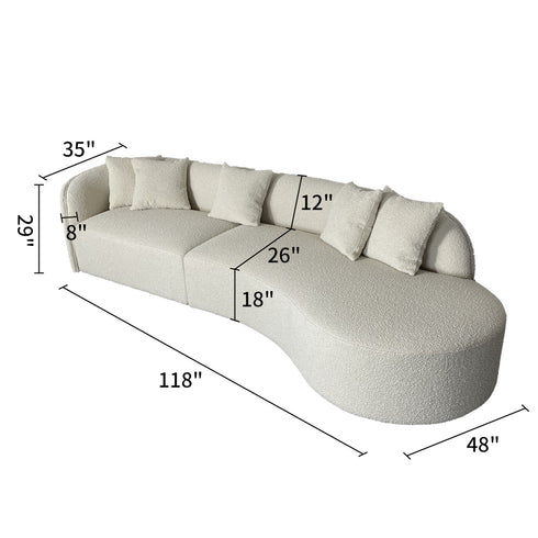 Gene Boucle Round Shaped 4 Seater Sofa Luxury Interior Curved Couch