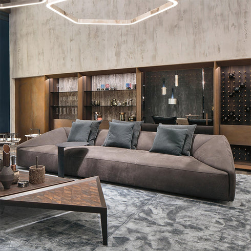 Lambert Suede Fabric 4 Seater Sofa Low Armrest Couch