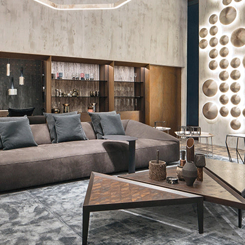 Lambert Suede Fabric 4 Seater Sofa Low Armrest Couch