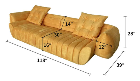 Leis Suede Fabric 4 Seater Banana Sofa Special Design Arm Couch