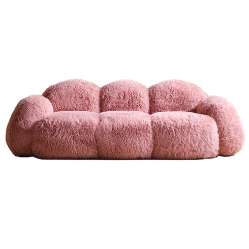 Lena Wool Teddy Fleece Pink 3 Seater Sofa Comfy Couch