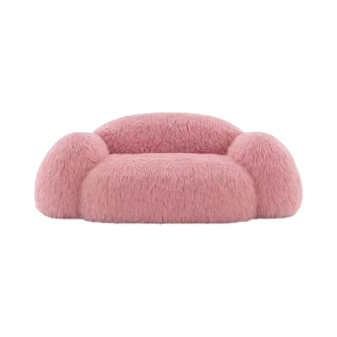 Lena Wool Teddy Fleece Pink Loveseat Comfy Couch