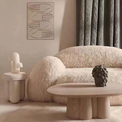 Lena Wool Teddy Fleece Pink Loveseat Comfy Couch