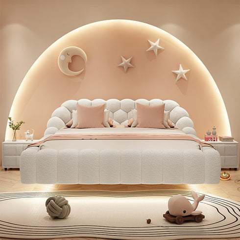 Lora Boucle Bubble Headboard Floating Bed Frame