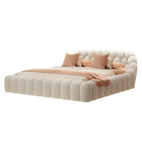 Lora Boucle Bubble Headboard Floating Bed Frame