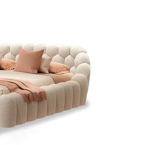 Lora Boucle Bubble Headboard Floating Bed Frame