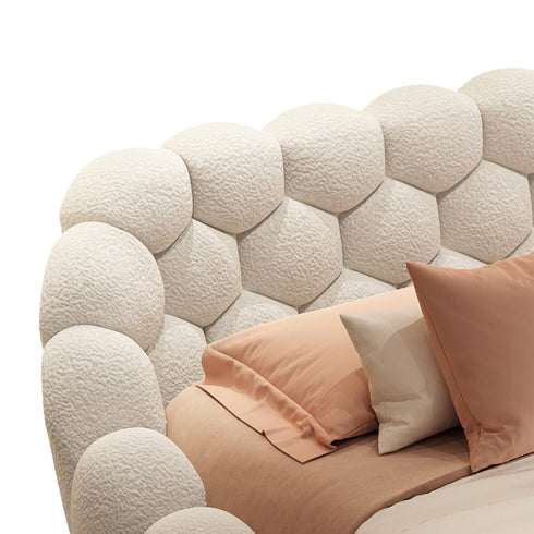 Lora Boucle Bubble Headboard Floating Bed Frame