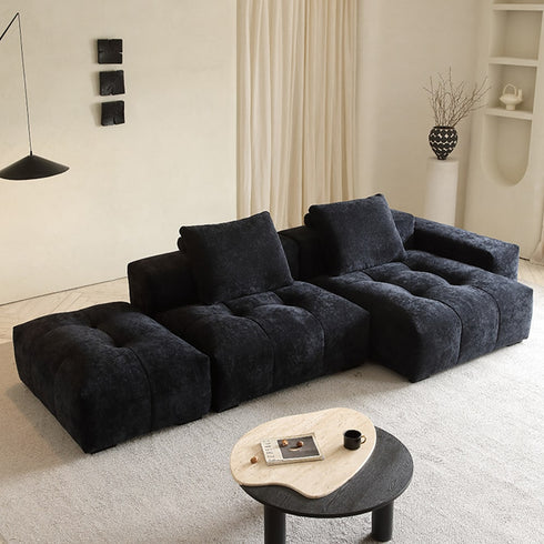 Louise Blue Chenille Flannel Modular Sofa Modern Chaise Couch