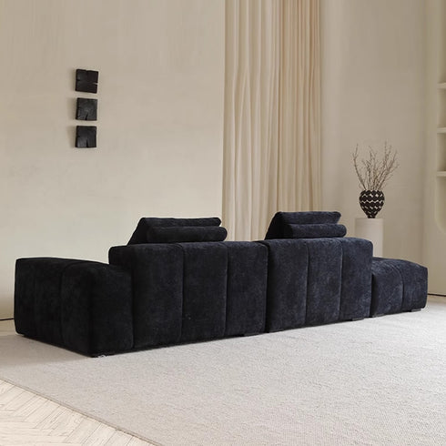 Louise Blue Chenille Flannel Modular Sofa Modern Chaise Couch