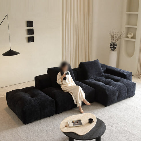 Louise Blue Chenille Flannel Modular Sofa Modern Chaise Couch