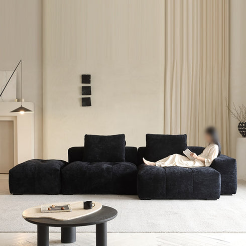 Louise Blue Chenille Flannel Modular Sofa Modern Chaise Couch