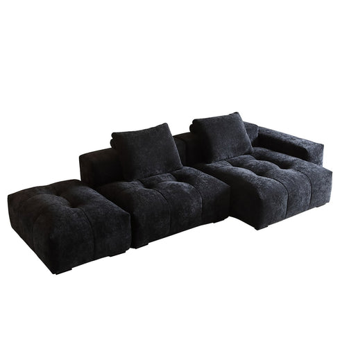 Louise Blue Chenille Flannel Modular Sofa Modern Chaise Couch