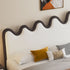 Lydia Wavy Shaped Headboard Calf Leather Floating Bed Frame