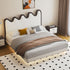 Lydia Wavy Shaped Headboard Calf Leather Floating Bed Frame