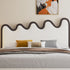 Lydia Wavy Shaped Headboard Calf Leather Floating Bed Frame