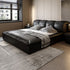 Melody Calf Leather Modern Upholstered Headboard Bed Frame