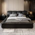Melody Calf Leather Modern Upholstered Headboard Bed Frame