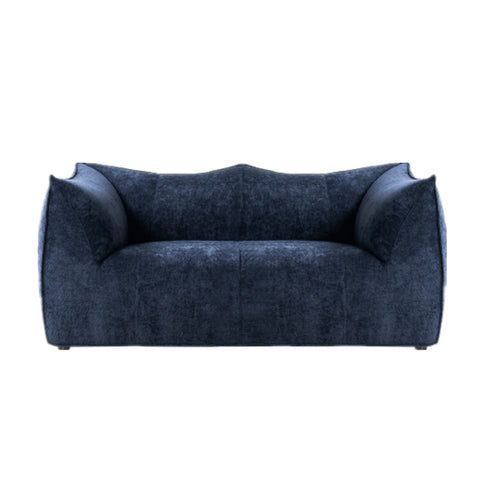 Nya Blue Fabric Arm Loveseat Sofa Shaped Couch