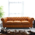Oliver Gold Brown Leather Sofa 3 Seater Vintage Luxury Couch