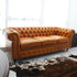 Oliver Gold Brown Leather Sofa 3 Seater Vintage Luxury Couch